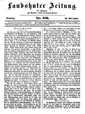 Landshuter Zeitung Dienstag 27. Juli 1852