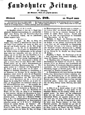 Landshuter Zeitung Mittwoch 11. August 1852