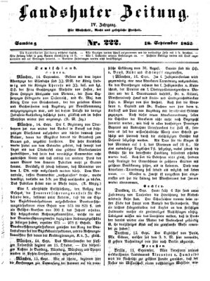 Landshuter Zeitung Samstag 18. September 1852