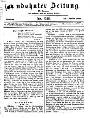 Landshuter Zeitung Sonntag 10. Oktober 1852