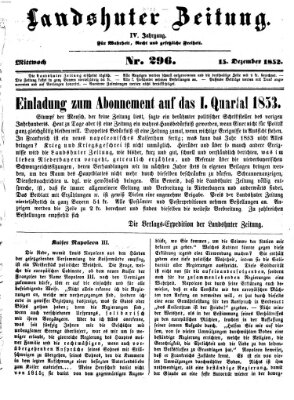 Landshuter Zeitung Mittwoch 15. Dezember 1852