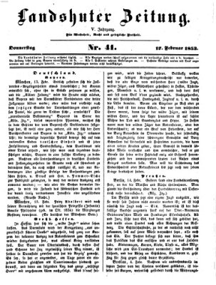 Landshuter Zeitung Donnerstag 17. Februar 1853