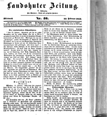 Landshuter Zeitung Mittwoch 23. Februar 1853