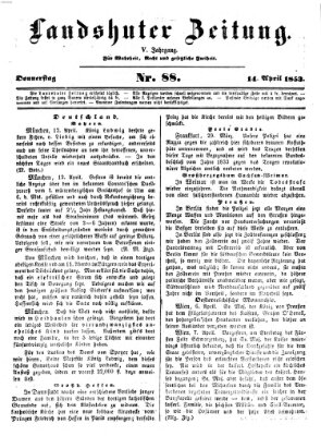 Landshuter Zeitung Donnerstag 14. April 1853