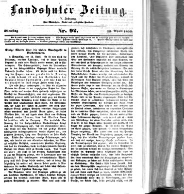 Landshuter Zeitung Dienstag 19. April 1853