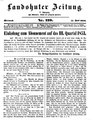 Landshuter Zeitung Mittwoch 15. Juni 1853