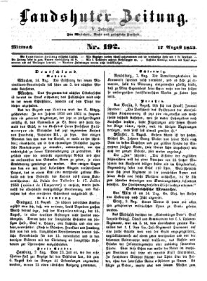 Landshuter Zeitung Mittwoch 17. August 1853