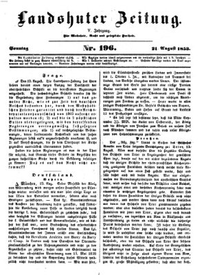 Landshuter Zeitung Sonntag 21. August 1853