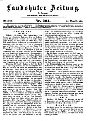 Landshuter Zeitung Mittwoch 31. August 1853