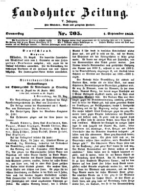 Landshuter Zeitung Donnerstag 1. September 1853