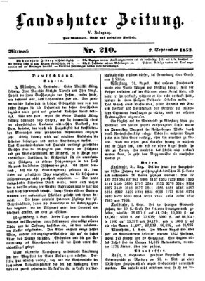 Landshuter Zeitung Mittwoch 7. September 1853