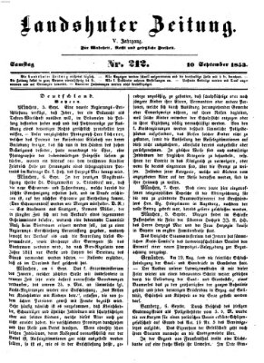 Landshuter Zeitung Samstag 10. September 1853