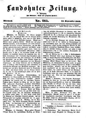 Landshuter Zeitung Mittwoch 14. September 1853