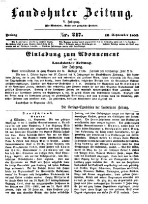 Landshuter Zeitung Freitag 16. September 1853