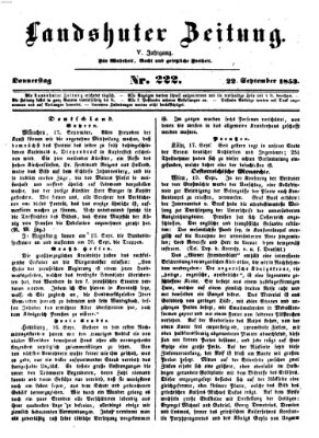 Landshuter Zeitung Donnerstag 22. September 1853