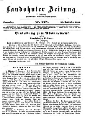 Landshuter Zeitung Donnerstag 29. September 1853