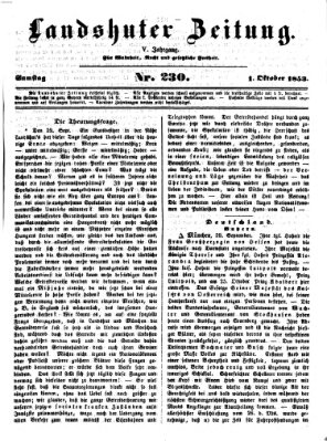 Landshuter Zeitung Samstag 1. Oktober 1853