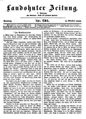 Landshuter Zeitung Sonntag 2. Oktober 1853