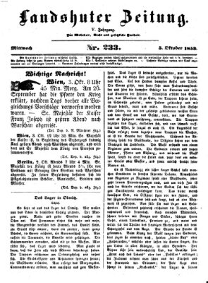 Landshuter Zeitung Mittwoch 5. Oktober 1853