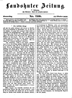 Landshuter Zeitung Donnerstag 13. Oktober 1853