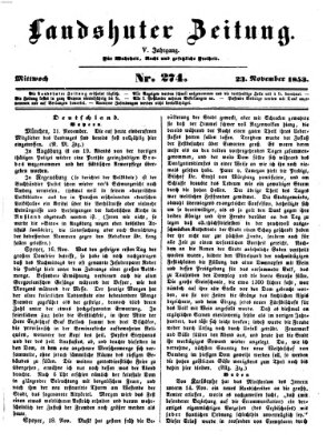 Landshuter Zeitung Mittwoch 23. November 1853