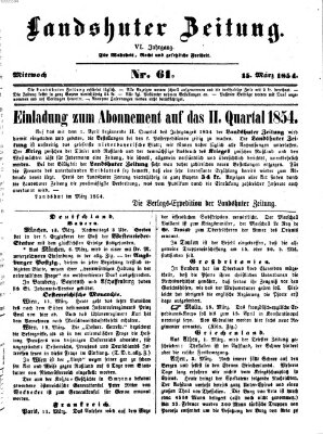 Landshuter Zeitung Mittwoch 15. März 1854