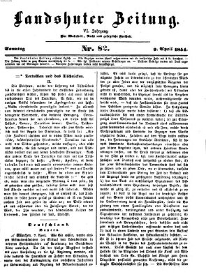 Landshuter Zeitung Sonntag 9. April 1854