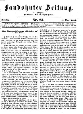 Landshuter Zeitung Dienstag 11. April 1854