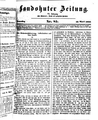 Landshuter Zeitung Donnerstag 13. April 1854