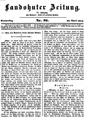 Landshuter Zeitung Donnerstag 20. April 1854