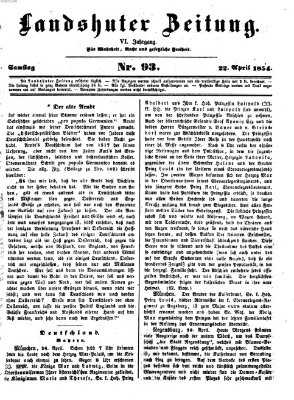 Landshuter Zeitung Samstag 22. April 1854