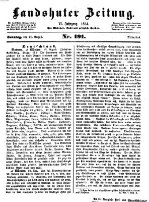 Landshuter Zeitung Sonntag 20. August 1854