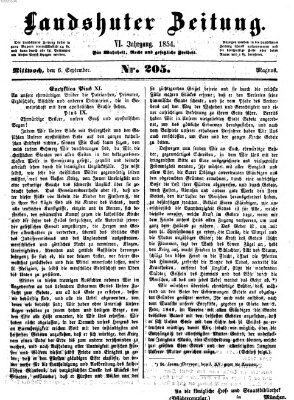 Landshuter Zeitung Mittwoch 6. September 1854