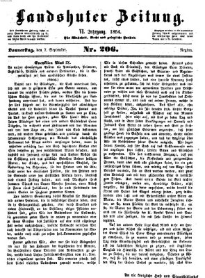 Landshuter Zeitung Donnerstag 7. September 1854