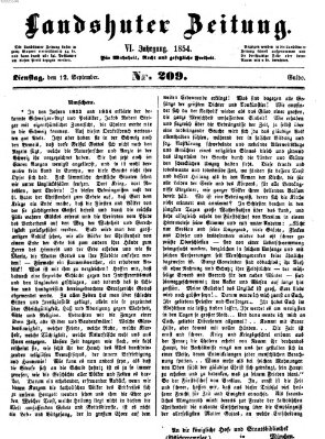 Landshuter Zeitung Dienstag 12. September 1854