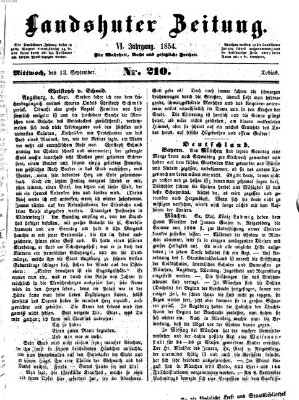 Landshuter Zeitung Mittwoch 13. September 1854