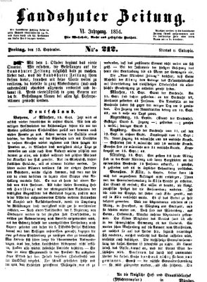 Landshuter Zeitung Freitag 15. September 1854