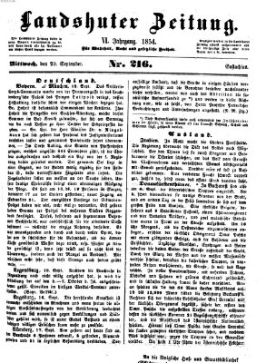 Landshuter Zeitung Mittwoch 20. September 1854