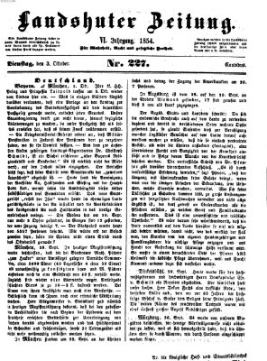 Landshuter Zeitung Dienstag 3. Oktober 1854