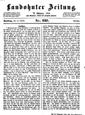 Landshuter Zeitung Samstag 14. Oktober 1854