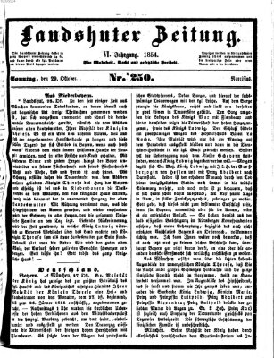 Landshuter Zeitung Sonntag 29. Oktober 1854