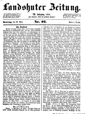 Landshuter Zeitung Sonntag 22. April 1855