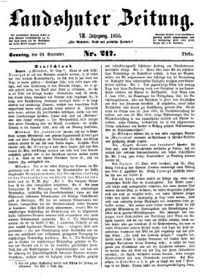 Landshuter Zeitung Sonntag 23. September 1855