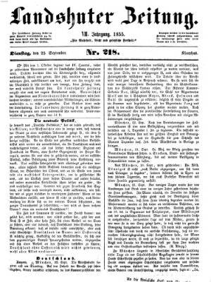 Landshuter Zeitung Dienstag 25. September 1855