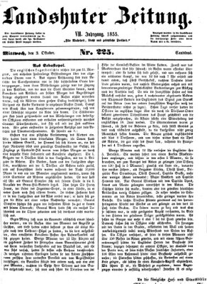 Landshuter Zeitung Mittwoch 3. Oktober 1855