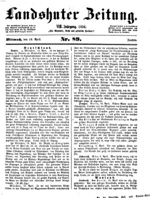 Landshuter Zeitung Mittwoch 16. April 1856