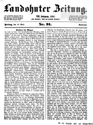 Landshuter Zeitung Freitag 18. April 1856