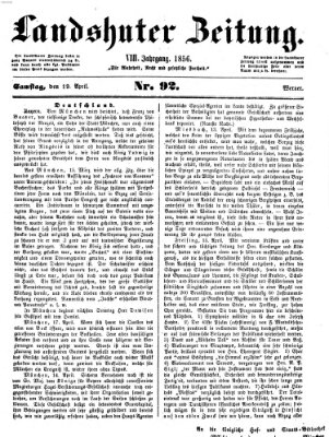 Landshuter Zeitung Samstag 19. April 1856