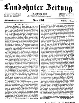 Landshuter Zeitung Mittwoch 30. April 1856