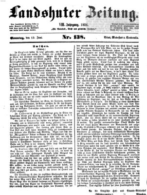 Landshuter Zeitung Sonntag 15. Juni 1856